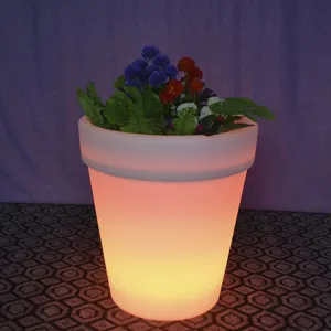 Pot de fleur lumineux LED solaire pour jardin cour pelouse et decoration exterieure eclairage.