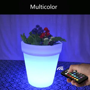 Pot de fleurs lumineux LED avec télécommande, jardinière multicolore pour décoration de jardin.