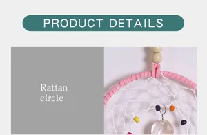 Dreamcatcher detail close up pink rattan circle white web wooden beads shell pendant