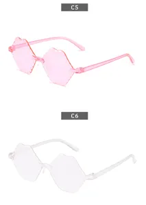 Children rimless polygon sunglasses candy color fashion gradient eyewear street style