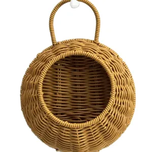 Panier suspendu en rotin pot de fleurs tissé style pastoral organisateur de cuisine rangement