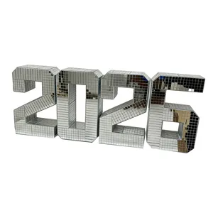 3D mirror number 2026 decoration disco mosaic shiny sign for party wedding backdrop props