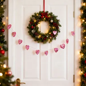Cadena Colgante de Corazón de Bola de Discoteca de Vidrio Decoraciones Navideñas Adornos de Espejo Reflectante Retro