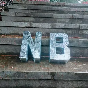 3D mirror mosaic letter N B disco party decoration shiny hanging ornament decor craft