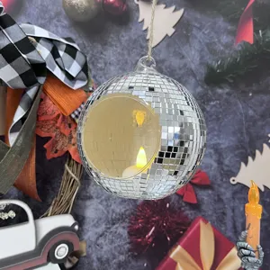 Glas Diskokugel hängender Kerzenhalter für Weihnachtsbaum Dekoration, sehr schicke Lampe.