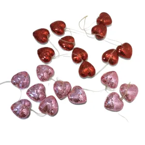 Decoración colgante de bola disco de corazón, adorno espejo vidrio reflectante fiesta