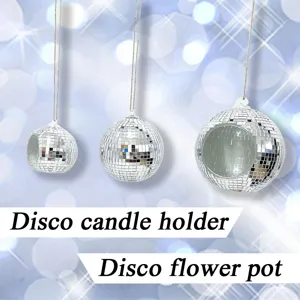 Hängender Spiegelkugel Glas Kerzenhalter und Blumentopf für Party und Heimdekoration.