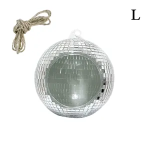 Hängende Diskokugel Glas Kerzenhalter mit Hanfseil für Weihnachtsbaum und Raumdeko.