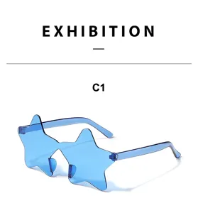 Blaue sternformige rahmenlose Party Sonnenbrille modische Neuheit Brille fur Kostum
