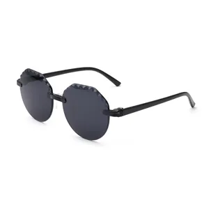 Gafas de sol redondas elegantes sin montura para ninos lentes negros bonitos ninos ninas