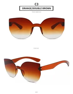 Trendige einteilige Cat-Eye-Sonnenbrille mit Farbverlauf für Damen und Herren, orange.