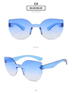 Einteilige, blaue Farbverlauf randlose Sonnenbrille für Damen und Herren, modische Brille.