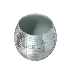 Silver disco ball mosaic flower pot and ice bucket for summer party and home decoration