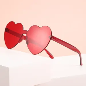 Rimless Heart Sunglasses For Kids Fashionable Heart Shaped Sun Glasses For Children Boys Girls Party Styling Accessories