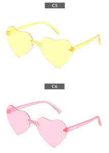 Occhiali da sole per bambini a forma di cuore senza montatura sfumati colorati trasparenti