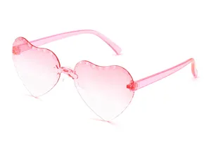 Occhiali da sole cuore rosa sfumato bambini, occhiali plastica senza montatura moda.