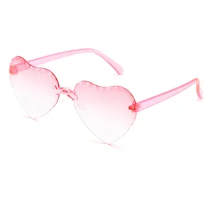 Bambini rosa sfumato cuore occhiali da sole senza montatura in plastica per feste
