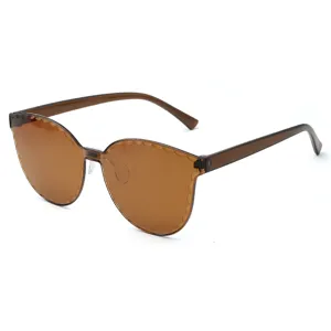 Trendy one-piece candy color rimless sunglasses, jelly transparent ocean lens fashion eyewear.