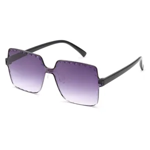 Lunettes de soleil carrées surdimensionnées pour enfants dégradé violet sans monture