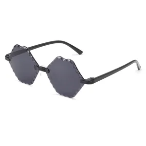 Children rimless polygonal sunglasses fashion gradient candy color stylish street eyewear