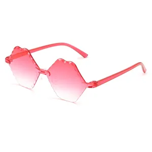 Kids Rimless Polygonal Sunglasses Candy Color Gradient Lens Fashion Streetwear Eyewear