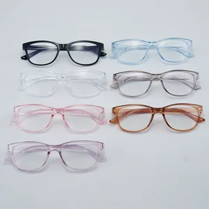 Marco de Gafas Ovaladas de Moda Coreana para Mujeres Hombres Gafas Sin Graduación Anti-Luz Azul Marco de PC Transparente