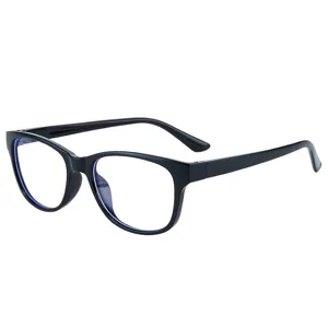 Elegantes gafas ovaladas negras con filtro de luz azul, montura ligera para uso diario.