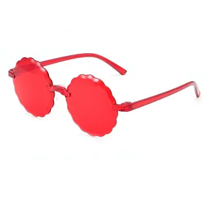 Kinder rote gewellte runde Sonnenbrille Bonbon Farbe süße Mode Kindersonnenbrille Hauptansicht