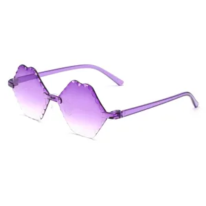 Children rimless polygon sunglasses gradient purple trendy candy color fashion street eyewear