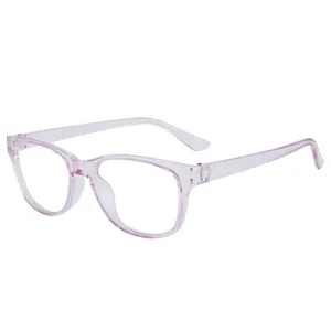 Monturas de gafas ópticas ovaladas rosa transparente elegantes gafas anti luz azul dia