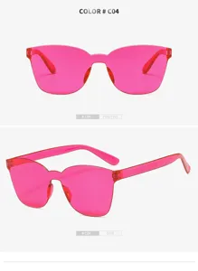 Pink one-piece fashion sunglasses for women, stylish oversized rimless sun glasses UV400.