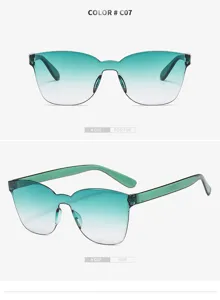 Gradient green one-piece frameless sunglasses stylish summer sun protection eyewear for women
