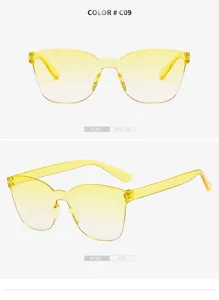 One-piece gradient sunglasses, frameless sun glasses with yellow lenses, 8913.