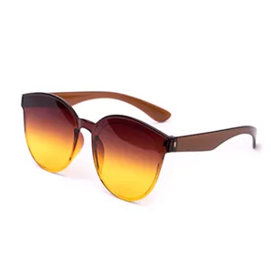Occhiali da sole rotondi colore caramella marrone sfumato, occhiali da sole PC alla moda.