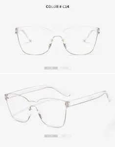 Transparent rimless cat-eye sunglasses with one-piece design for women and men stylish daily wear