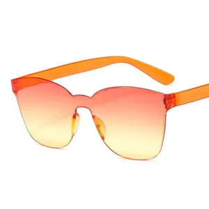 Gradient One-Piece Frameless Sunglasses Orange Sun Shades for Women and Men Daily Wear