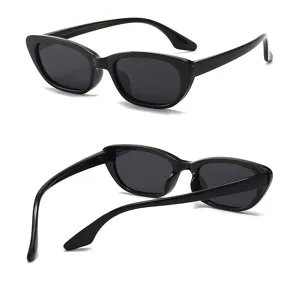 Detailansicht stilvoller schwarzer Cat-Eye-Kinder-Sonnenbrille mit niedlichem kleinen Rahmen.