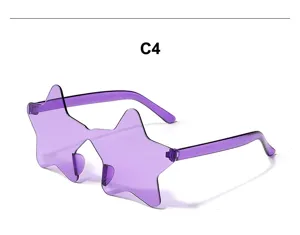Lila Stern Sonnenbrille Party Neuheit Brille rahmenlos transparent bunte Mode Brille Detail