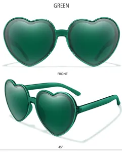 Grüne herzförmige Sonnenbrille für Damen Mode Party Y2K Stil süße Herz Sonnenbrille