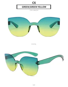 Bunte rahmenlose einteilige Sonnenbrille stilvolle modische Brille fuer Damen und Herren.