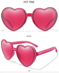Modische pinke herzförmige Sonnenbrille für Damen, trendige Y2K Party Brille stilvolle Shades.