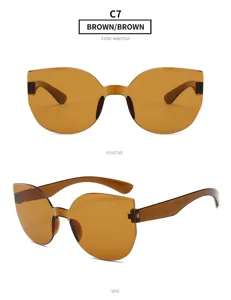 Einteilige braune Cat-Eye-Sonnenbrille mit Farbverlaufsgläsern für Damen und Herren.