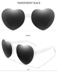 Transparente schwarze Herz-Sonnenbrille, stylische Party-Street-Style-Brille für den Alltag.