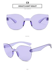 Einteilige randlose bunte Sonnenbrille für Damen und Herren, Bonbonfarbene Modebrille.