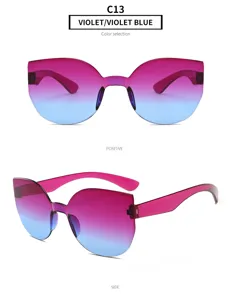 Einteilige Farbverlauf Sonnenbrille Detailansicht, bunte modische Candy-Farbe Brille Alltag.
