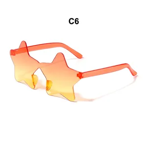 Einteilige sternförmige rahmenlose Sonnenbrille Bonbonfarbenes Farbverlauf für feste mode