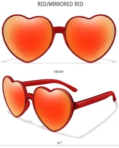 Rote verspiegelte Herz-Sonnenbrille für Damen Mode Party Streetwear Accessoire.