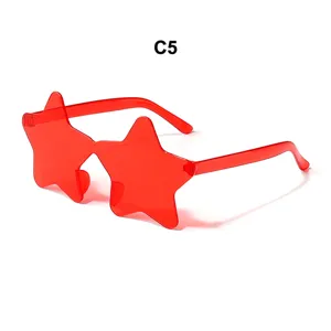 Rote sternformige Party Sonnenbrille Neuheit Mode Brille transparenter Rahmen Feier