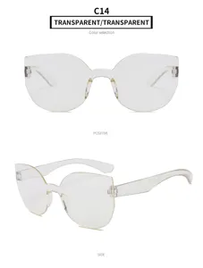 Transparente einteilige rahmenlose Sonnenbrille Mode klare Bonbonfarben Brille Damen Herren