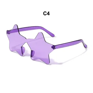 Einteilige sternförmige lila Party-Sonnenbrille, bonbonfarbene rahmenlose Mode-Brille Hauptansicht